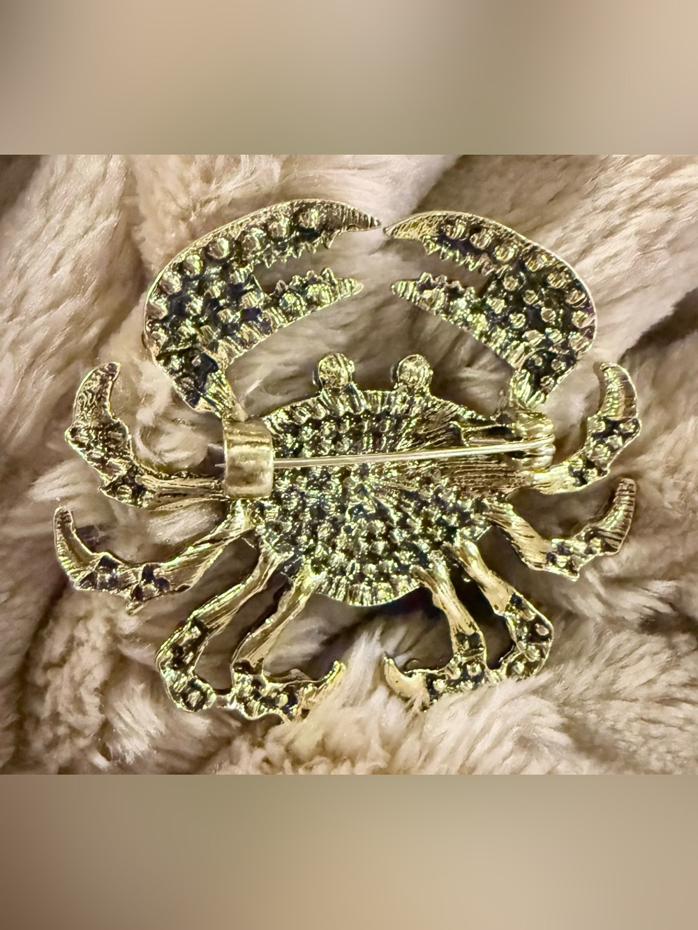 Red and Gold Crab Brooch with Blue Eyes NWOT - Picture 3 of 4